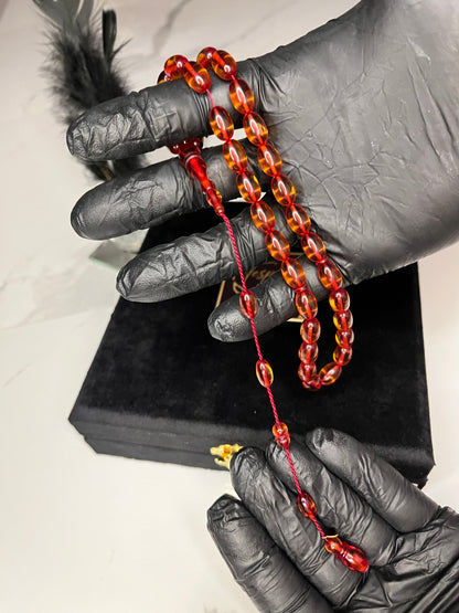 Ateş Kehribar Tespih(Şeffaf Reçine)